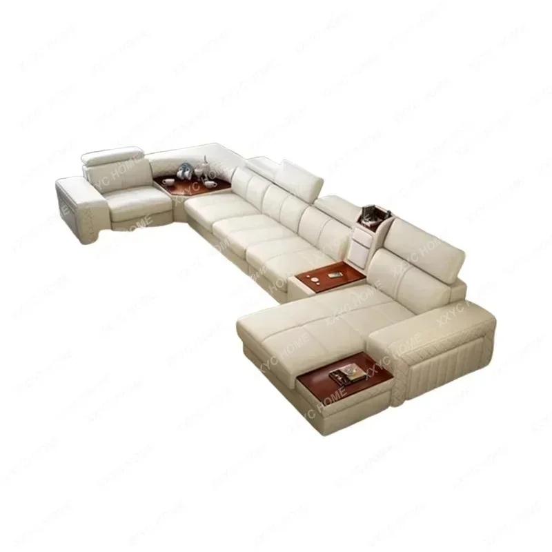 Genuine Leather Modern Sofas Minimalist Luxury Apartment Straight Sofas Living Room Cinema Divani Da Soggiorno Home Accessories