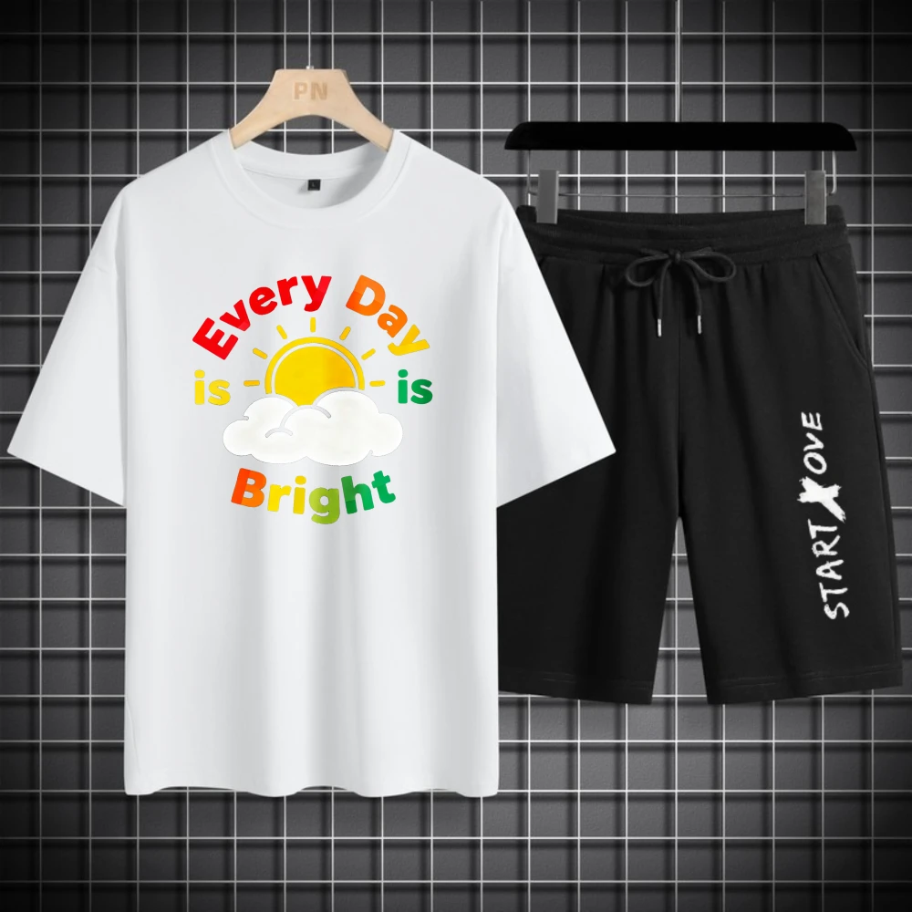 

Мужские комплекты футболок, летняя модная дышащая капельная одежда, спортивный костюм, тренировочный костюм, мужские шорты из полиэстера с короткими рукавами