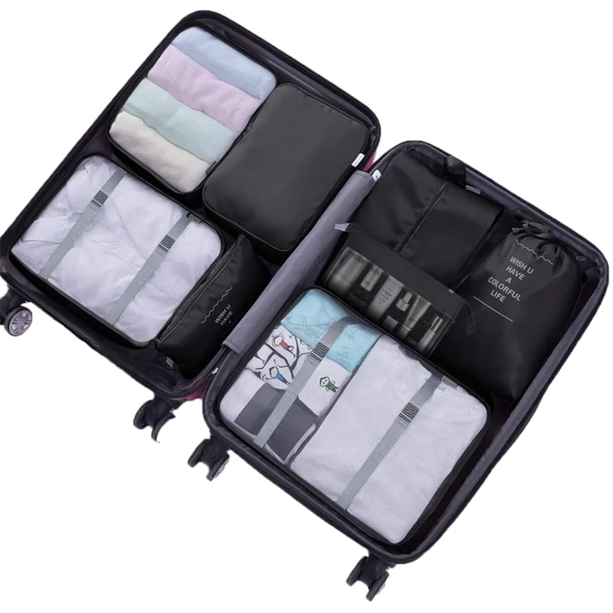 Packing Bags for Suitcase, 9PCS Light-Weight Travel Luggage Organizers Set, Waterproof Luggage Bags