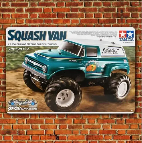 Tamiya Squash Van Boxart Metal Poster - Vintage Rc Car Tin Sign - 20x30cm Plaque