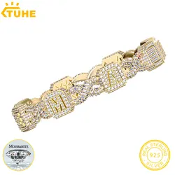 TUHE High Quality Styles Letter Bracelet Silver 925 Moissanite Iced Out Custom Name Bracelet For Men Hip Hop Jewelry Gifts