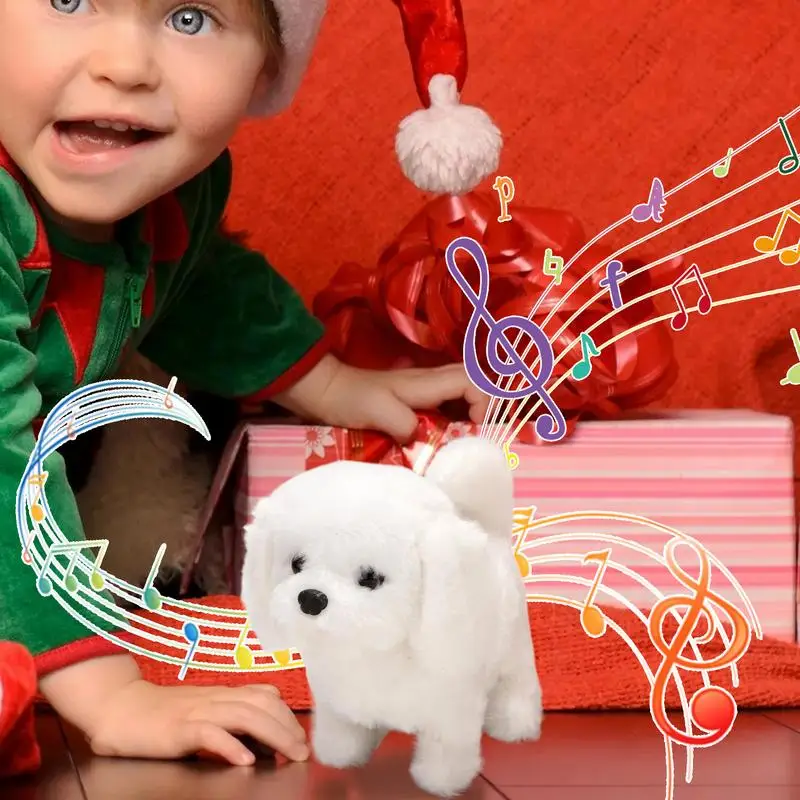 Giocattolo per cani in movimento per bambini che camminano Cane elettronico Giocattolo da passeggio animato interattivo Giocattolo per cuccioli di peluche Caratteristiche che camminano la coda di abbaiare