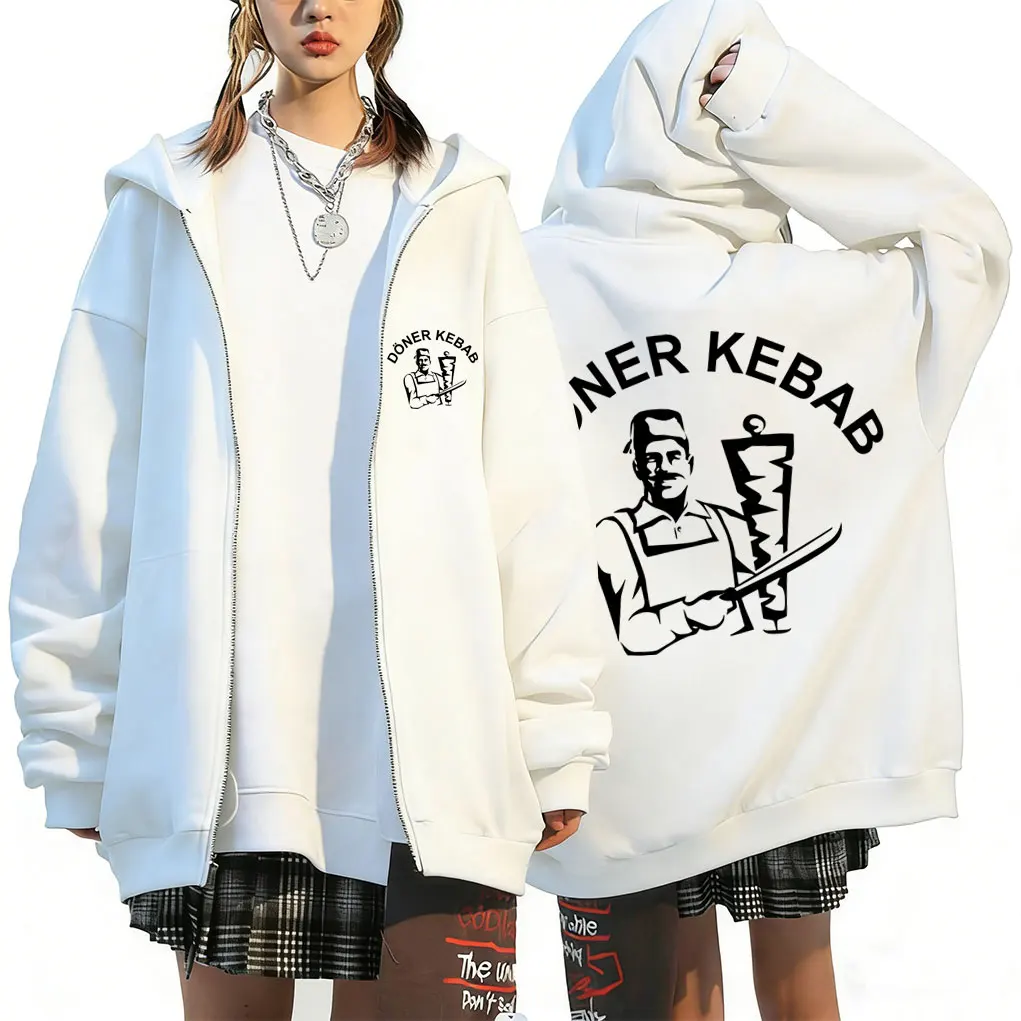

Doner Kebab Funny Zipper Hoodie Men Women Fleece Cotton Oversized Zip Up Jacket Casual Long Sleeve Unisex Sweatshirt Streetwear
