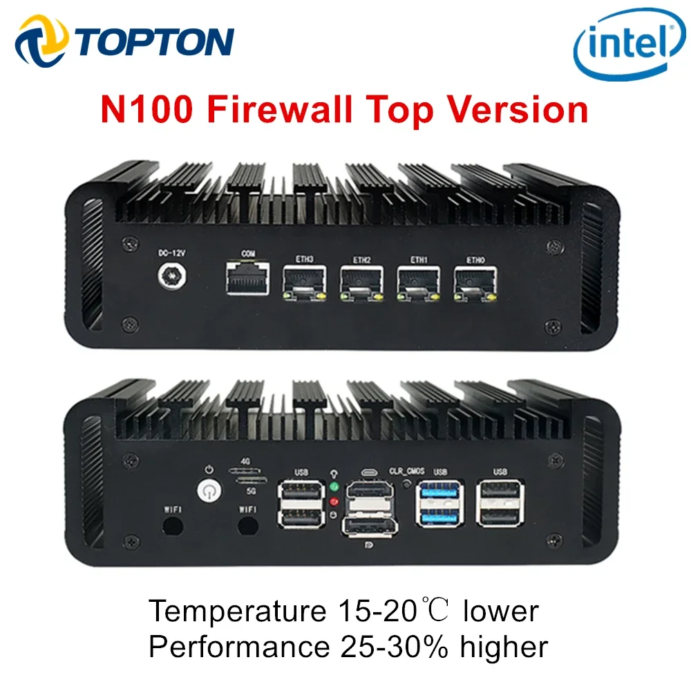 Baru N100 PC Mini Alat Firewall Rumah Tanpa Kipas Celeron J4125 N6000 N4000 4G/3G Slot SIM PC Mini Pfsense Router 4 LAN Komputer