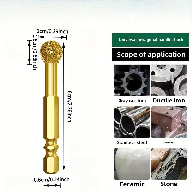 3 Stück Diamant-Schleifkopf, Fliesen-Rotationsfeile, Polierkopf für Eisen, Edelstahl, Keramik, Fliesen, passend für Bohrer – Detail 5
