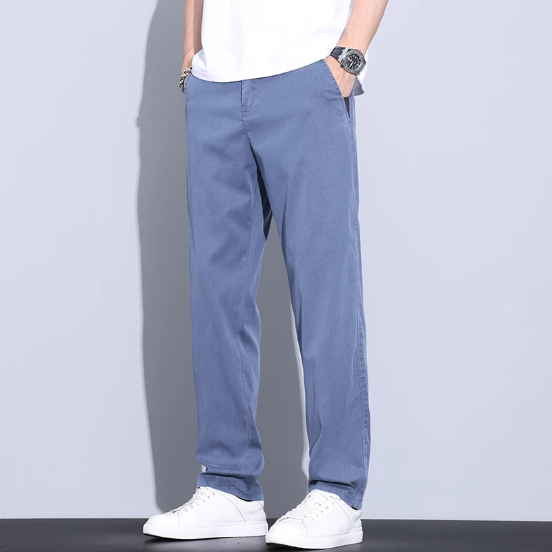 Summer Thin Wide-Legged Men's Sport Pants: Leisure Jean Pants for Men with Moisture Wicking and Quick-Drying Fabric