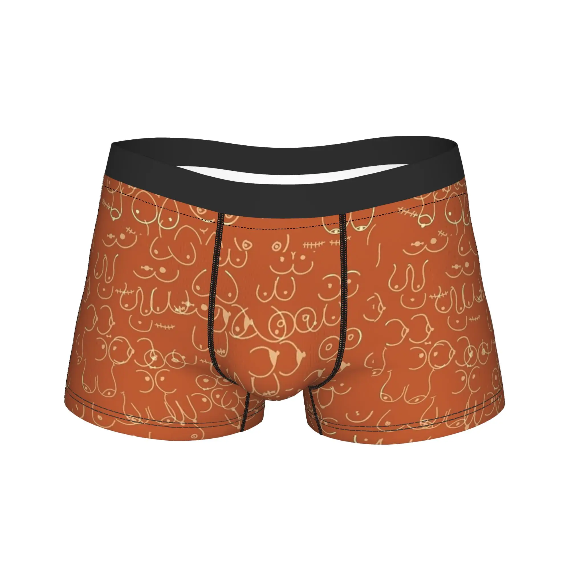 Terracotta Boobies Drawing Abstract Boxer Brief  Underwear Trenky Males Novelty Trunk Pattern Oversize Panties