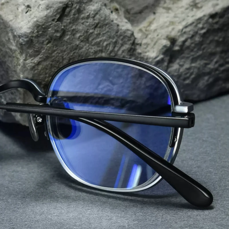 Olamins Ultralight Pure Titanium Magnetic Myopia Glasses Retro Square Men Big Face Friendly Polarized Sunglasses Anti Blue Light view 5