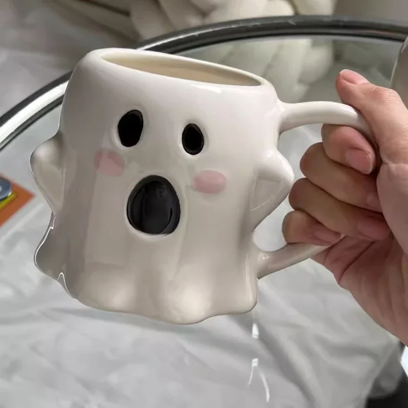 Красное лицо милая форма призрака Хэллоуин Смешная кружка Большая емкость керамическая чашка устойчивость к высоким температурам