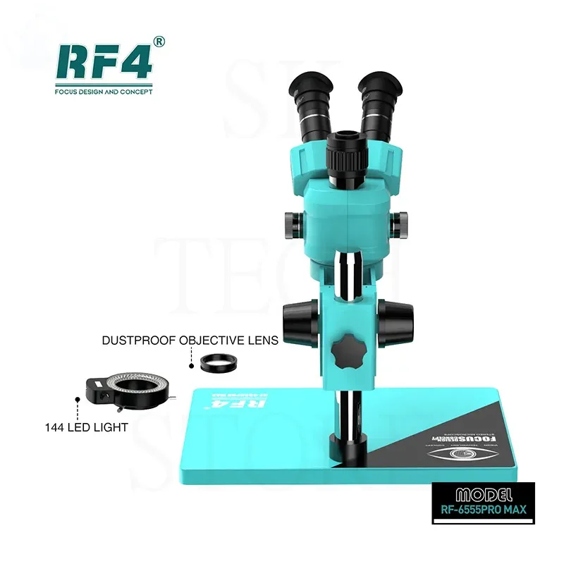 RF4 Binocular Stereo Microscope  6.5X-55X Magnification For industrial Mobile Phone PCB Welding Electronic Chip Repair