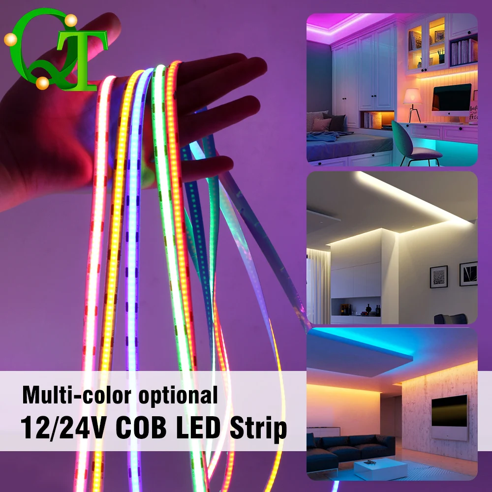 12V/24V COB-LED-Streifen, flexibles Neonlicht, 320 LEDs/m, hochdichte lineare Beleuchtung, COB-LED-Licht