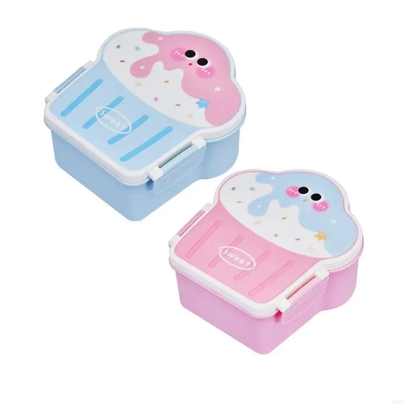92MF Ice Cream Shape Food Storage Box Unique Ice Cream Pattern Food Storage Box Stable Lunch Case For Everyday Use