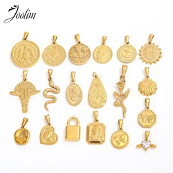 Joolim Jewelry Wholesale Waterproof&Tarnish Free Fashion Rose Coin Melon Seed Single Stainless Steel Pendant Gift For Women
