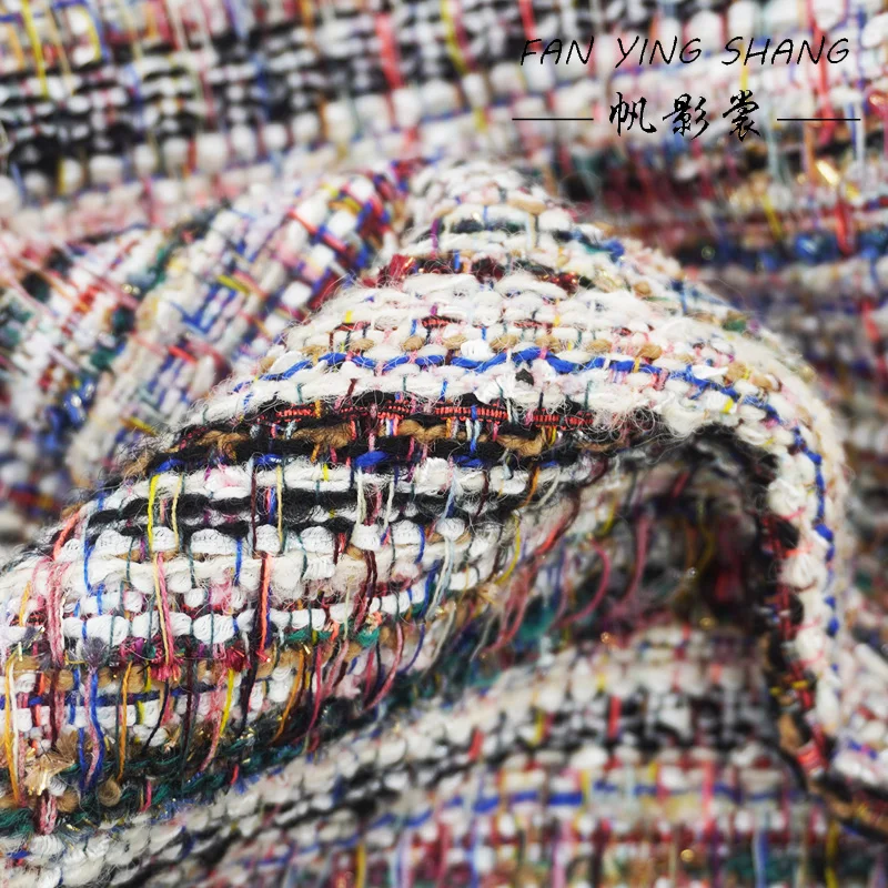 2025 كلاسيكي ملون خيط الصوف تويد النسيج لبدلة معطف Telas Costura Tissus Couture ткан الخياطة Stoffe Tecido القماش