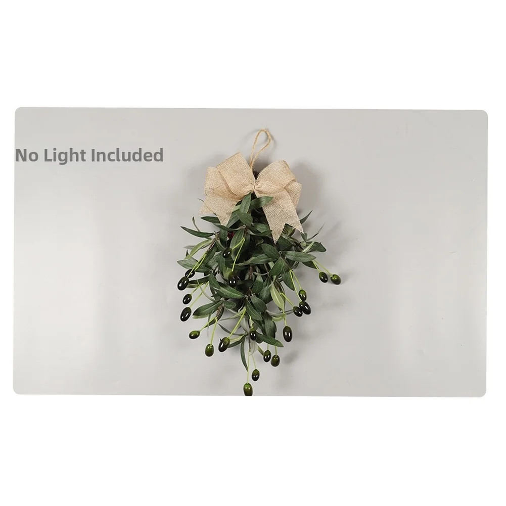 For Doors Hanging Tree Decor Olive Leaf Wreath 2-meter Copper Wire Light Lifelike Olive Leaf Wreath Pastoral Rustic Style
