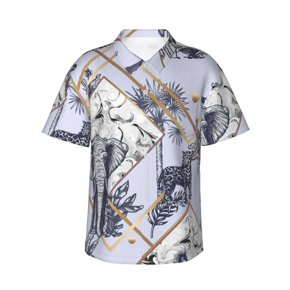 

Elephant Casual Shirt Wildlife Animal Print Loose Hawaii Shirts Mens Short Sleeves Beach Streetwear Graphic Oversize Blouses
