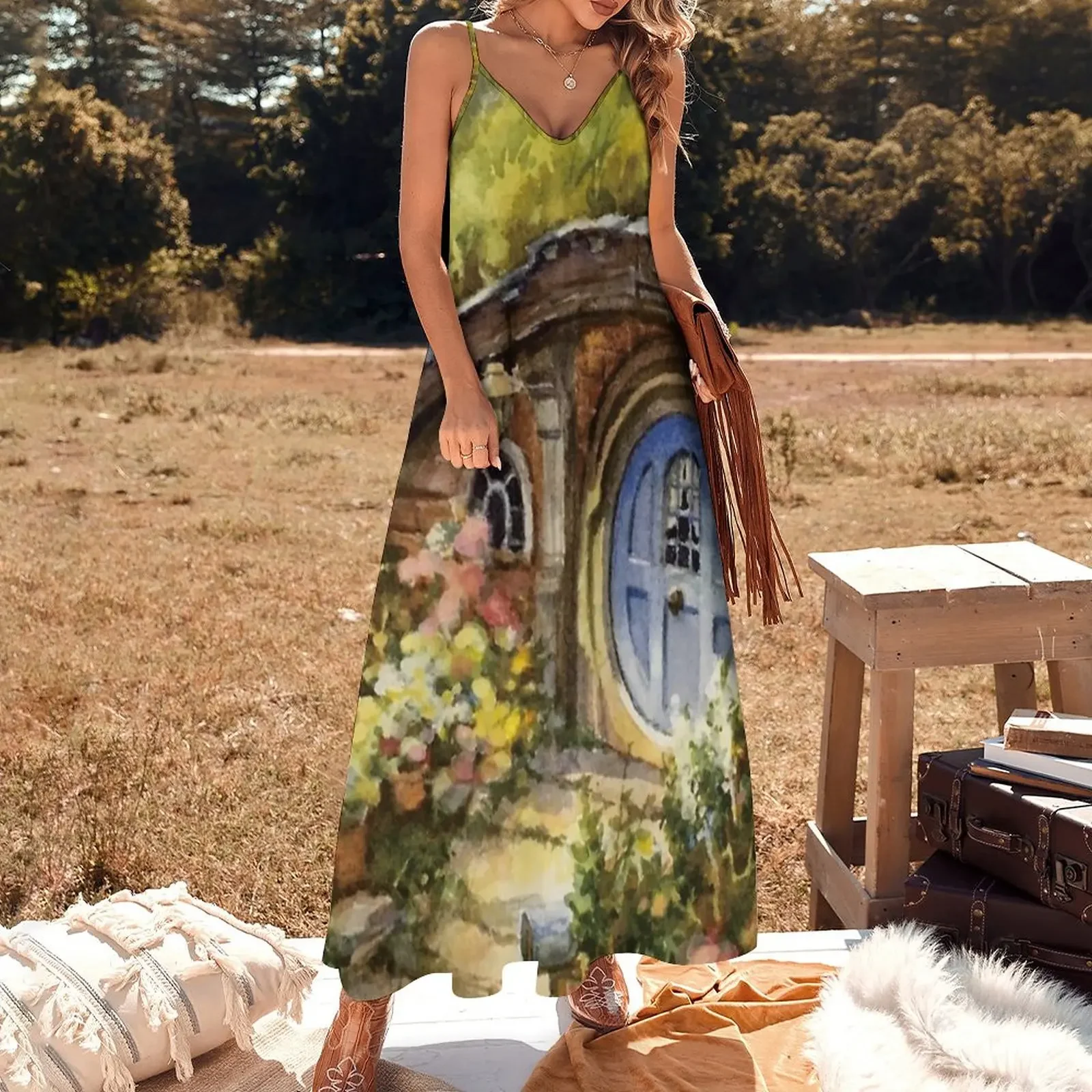 hobbiton oil painting poster-1 Poster Sleeveless Dress women long dresses wedding dresses for parties