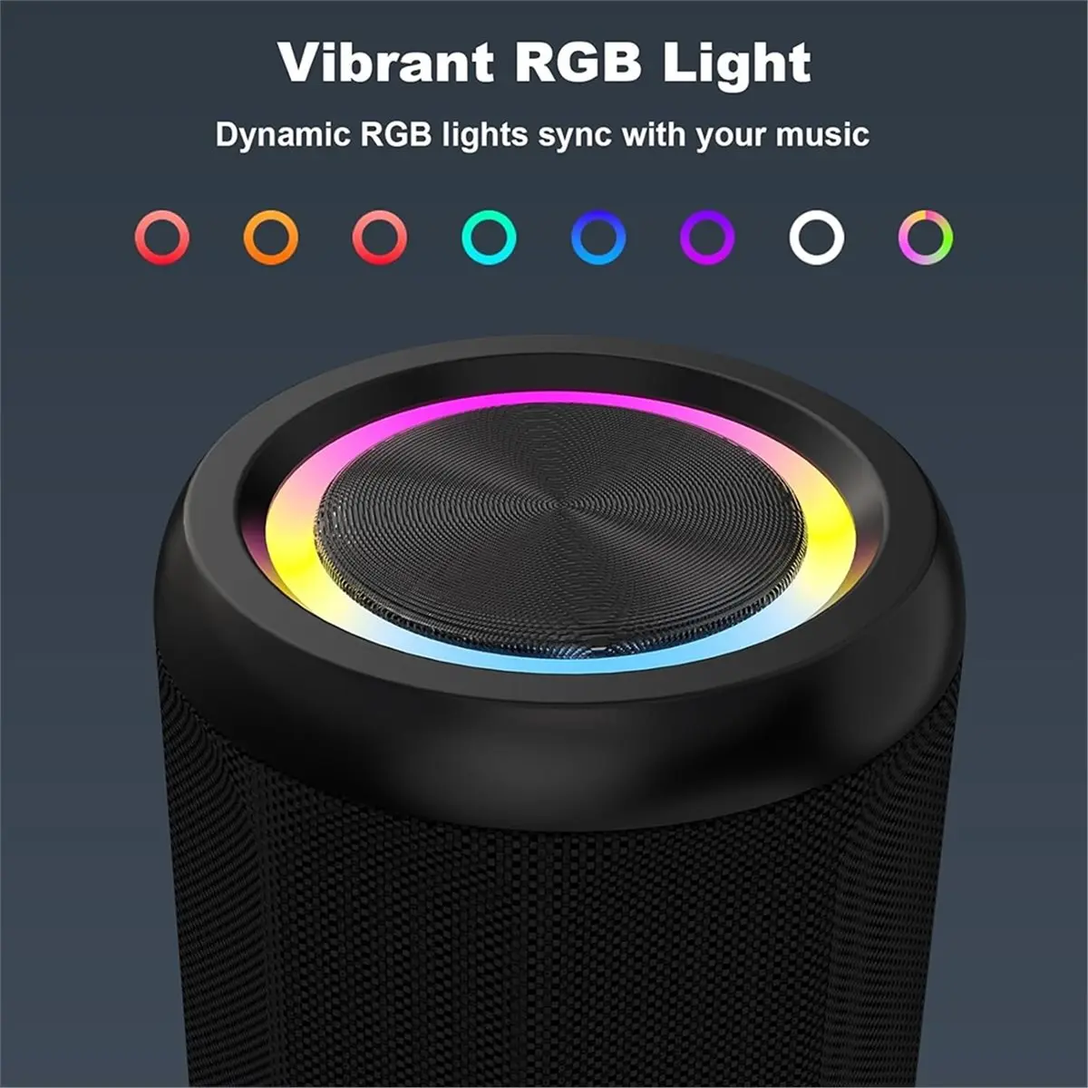 

Портативная Bluetooth-колонка BABQ - 360 ° Стереозвук, защита от воды и пыли IPX55, цветная LED-подсветка, сопряжение TWS, BT 5.4