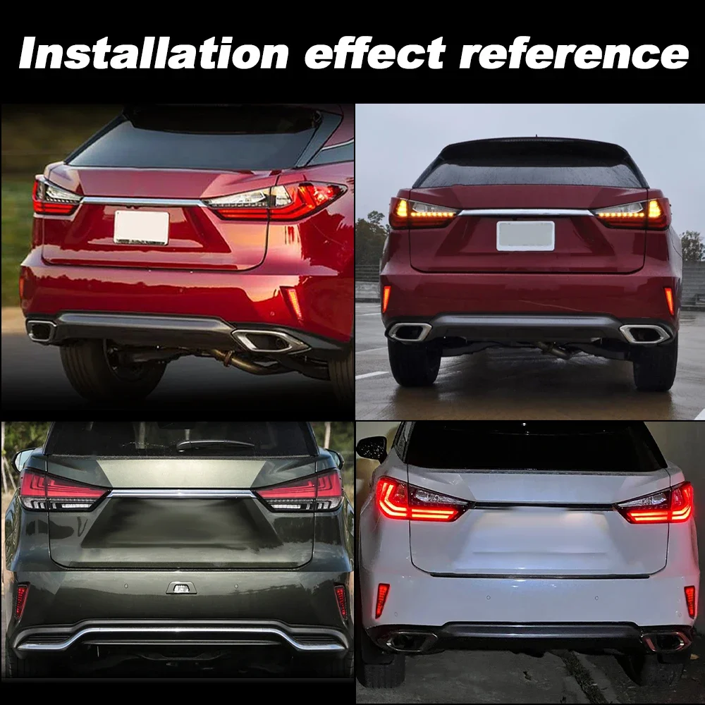 2PCS Red/Black LED Rear Bumper Reflector Lights For Lexus 2016-2020 RX350, 2018-2020 RX350L, 2016-2020 RX450h, 2018-2019 RX450hL