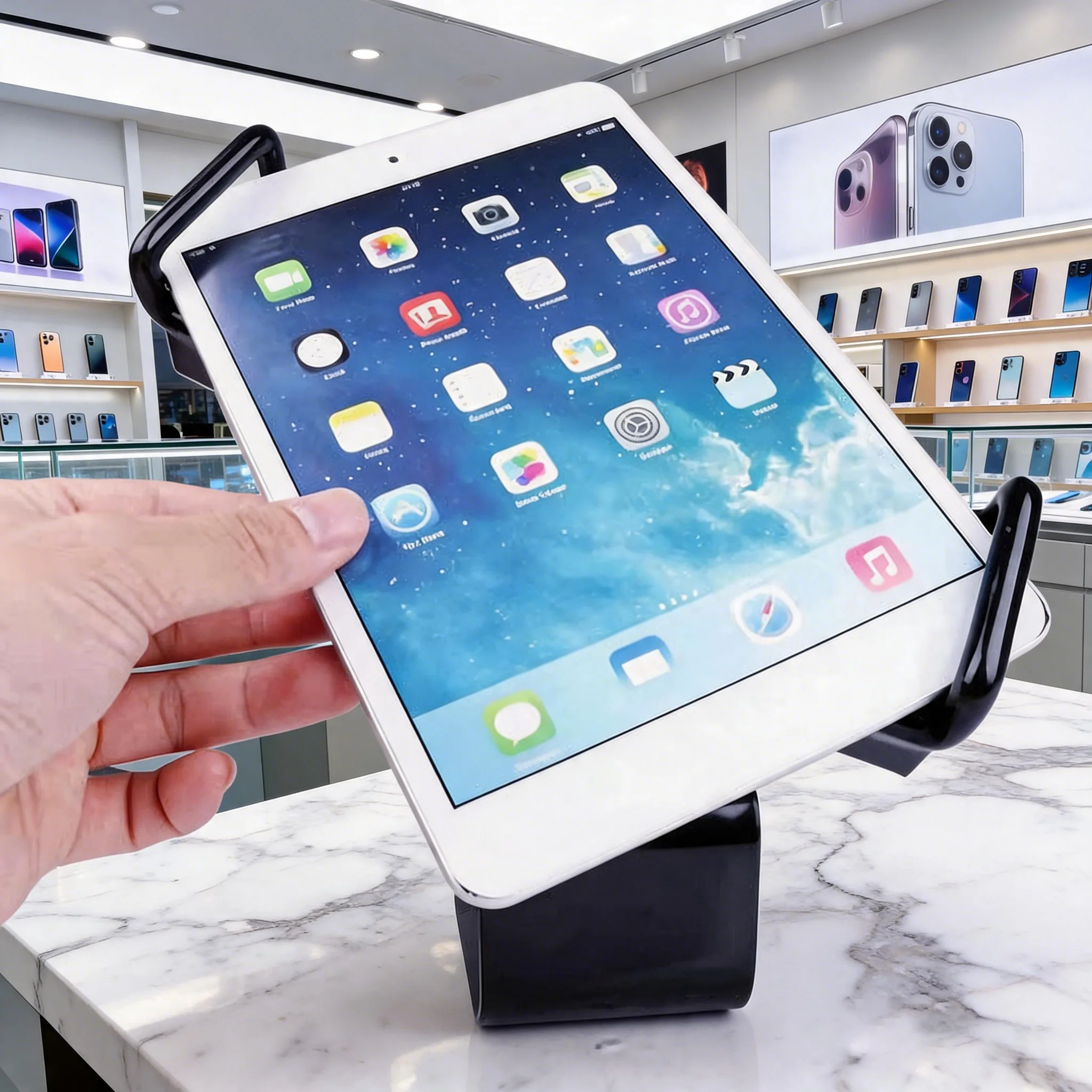 Metal Tablets Stand with Key & Lock for Tablets Displaying, Ordering Tablets Holder Stands Anti-shoplifting