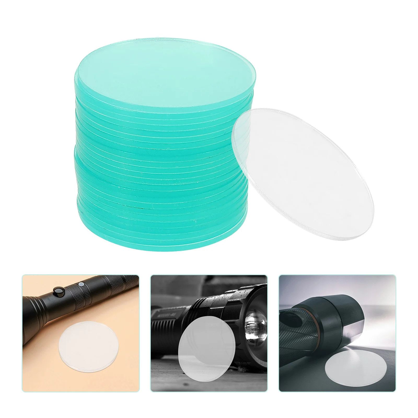 

INOOMP 20Pcs LED Flashlight Lens Replacement Transparent Anti Scratch Spare Parts for Light Source