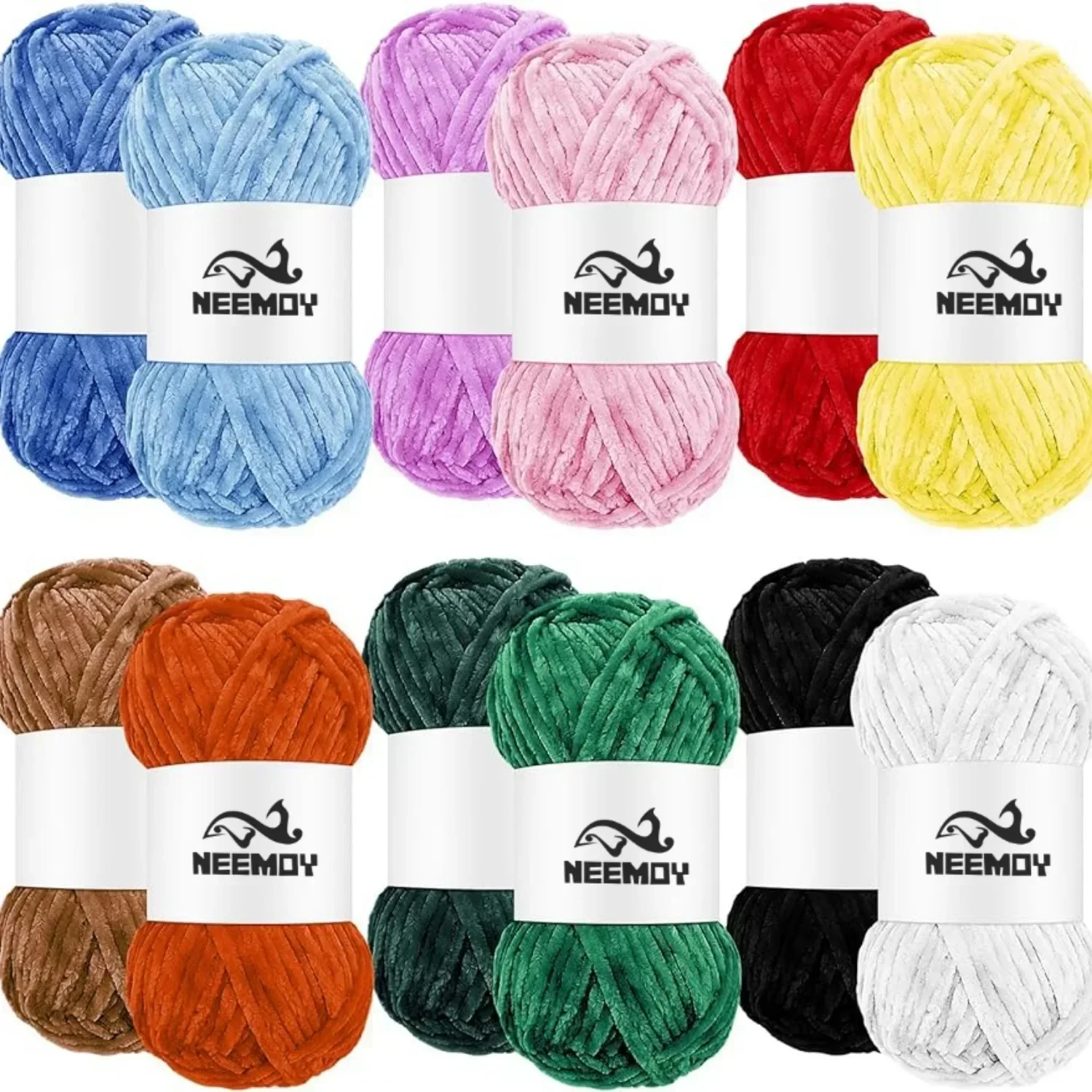 Soft Chenille Yarn Multi Colors Velvet Yarn Thick Soft Blanket Plush Yarn for DIY Craft Knitting Crocheting 100g 145m