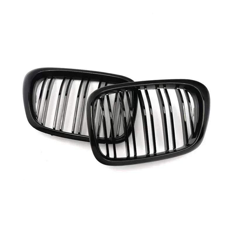 MagicKit Gloss Black+Double Line One Pair Front Grilles For BMW 5-series E39 1999-2003 Facelift 1995-2004 CAR Accessories