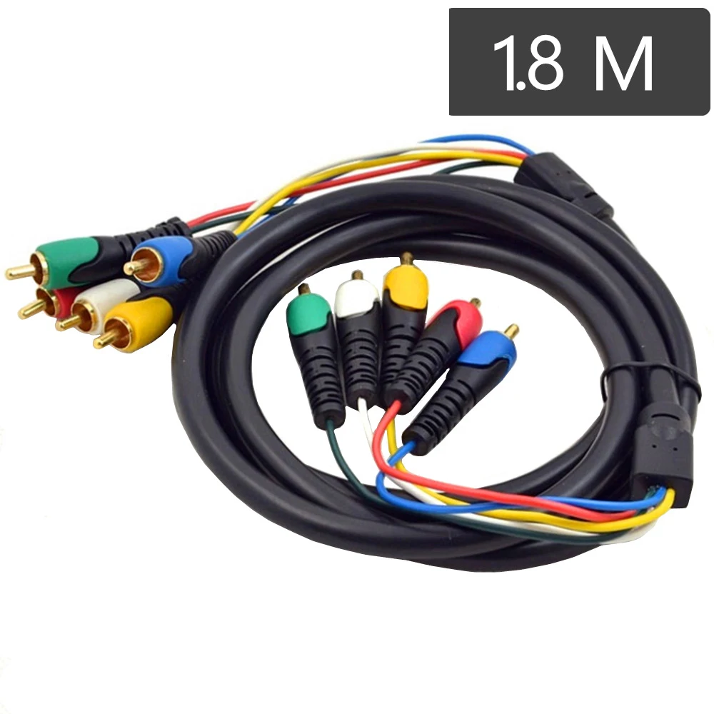 Cable AV de 1,8 m HDTV Audio Video chapado en oro 5 RCA RGB Cable para DVD VCR reproductor de CD Cable de Audio de cine en casa Cable convertidor de conexión