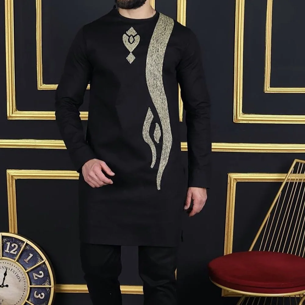 Nowy w 2 szt. Męskie zestawy pełne spodnie Dashiki afrykańskie tradycyjne strój z długim rękawem luksusowa odzież męska Kaftan eleganckie markowe garnitury