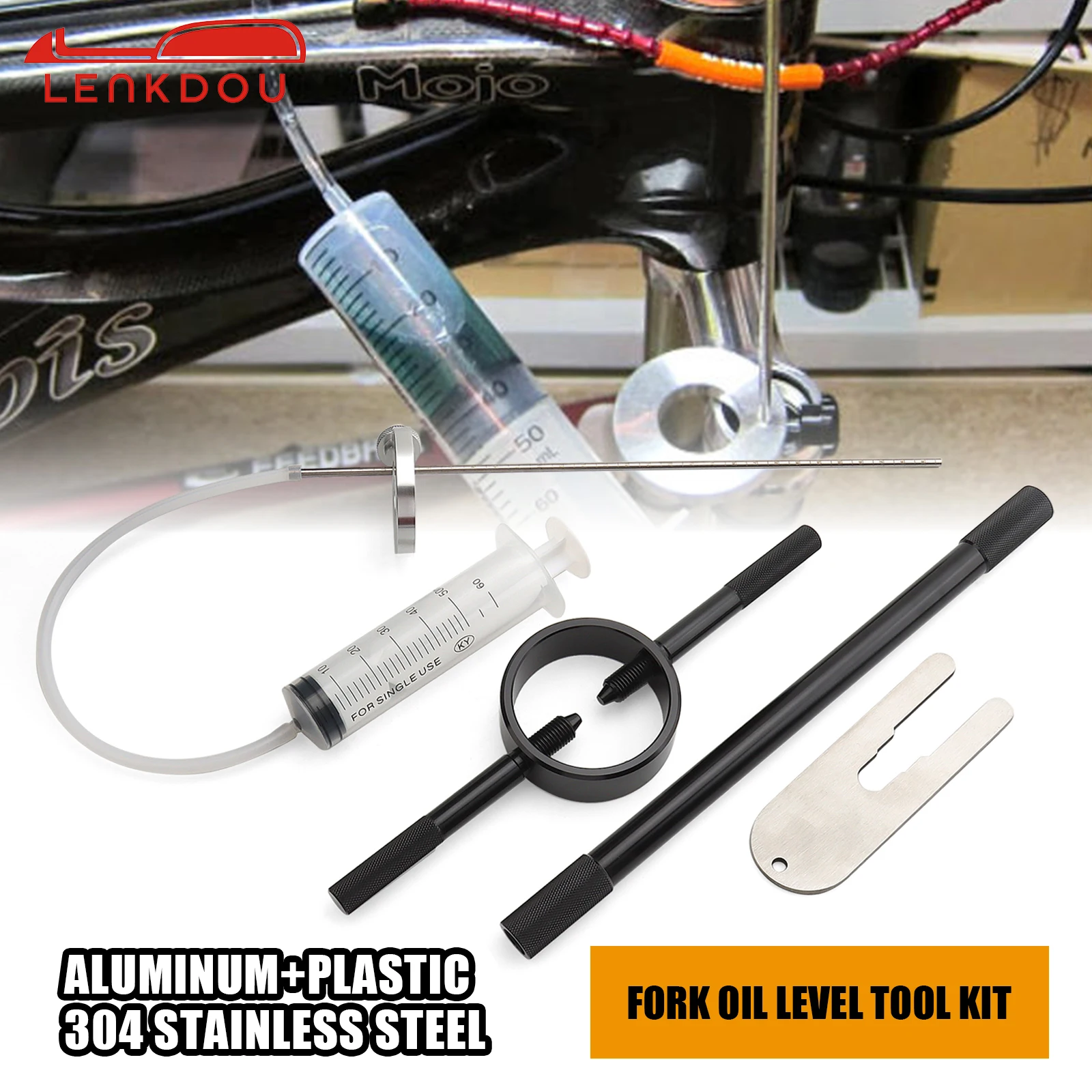 Motorcycle Fork Service Tool Kit 3PCS Fork Maintenance Tool Set Fork Oil Level Tool Fork Spring Compressor Damper Rod Bleed Tool