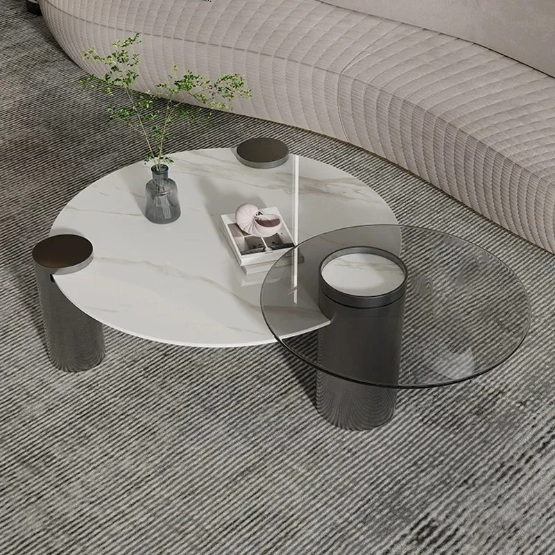 N Nordic Antique Style Household Minimalist Stone Plate round Tea Table