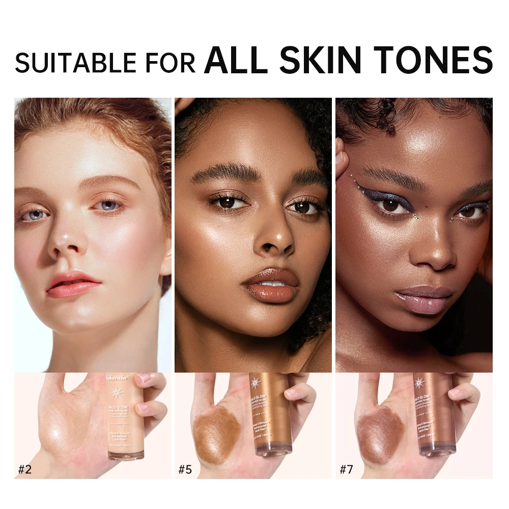 Illuminante Liquido per Viso e Corpo in 8 Colori, Makeup a Lunga Durata, Contouring Liquido, Cosmetico a Doppio Effetto