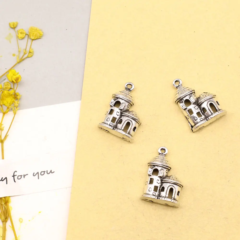 

5pcs 13x18mm Castles Charms Women Pendant Diy Jewelleri Antique Silver Color