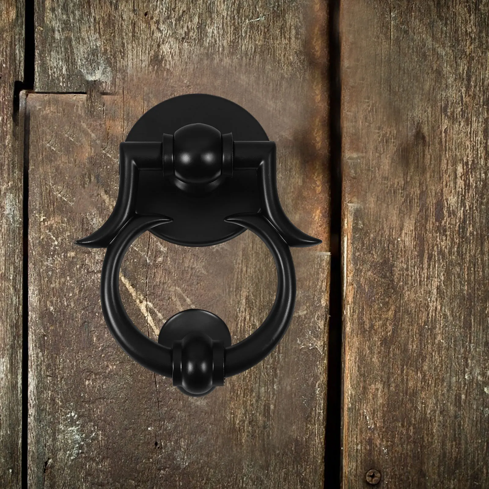 

1 Set European Style Zinc Alloy Knocker Single Front Door Knocking Handle Security Gate Knocker For Home Hotel Entrance Door