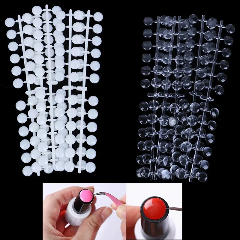 120 Pcs Round False Nail Display Tips Fake Nail Color Chart Nail Swatch Sticks with Adhesive Sticker