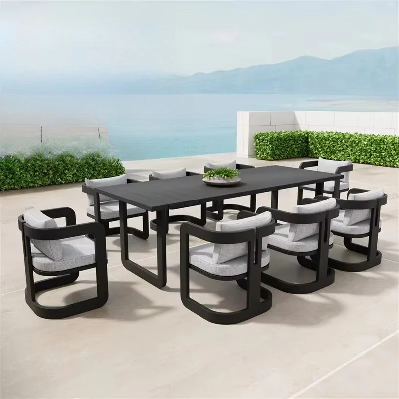 Modern Aluminum Outdoor Dining Set Metal Garden Furniture Including Dining Table Chair for Patio or Courtyard for Hotels