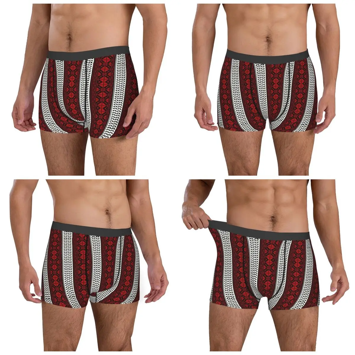 Boxer Underpants Shorts Arabic Folk Kufiya Hatta Traditional Keffiyeh Pattern Panties Men's Ventilate Underwear Homme Man Gifts