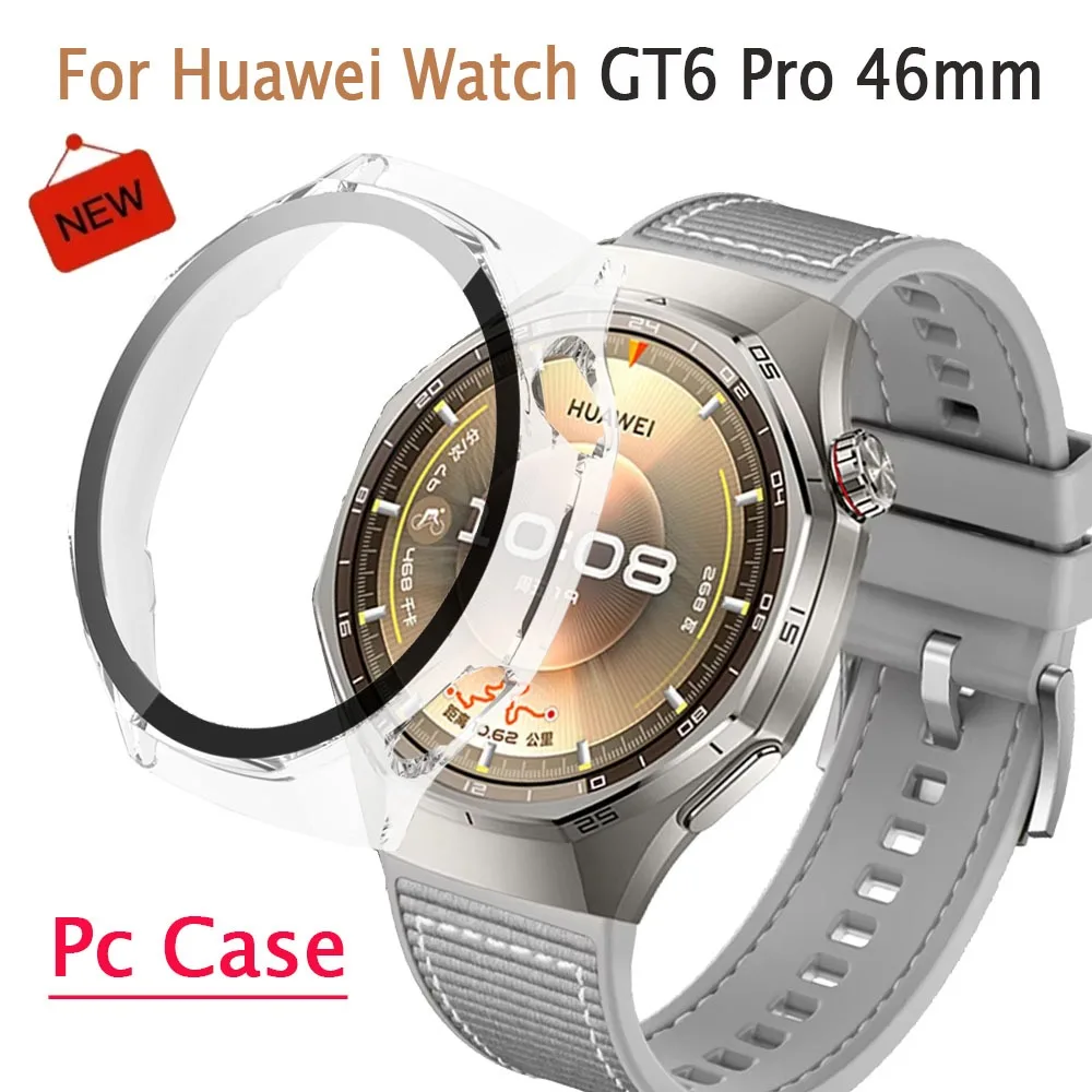 Gehärtetes Filmglas + PC-Gehäuse für Huawei Watch GT6 Pro 46 mm, kratzfester Displayschutz, Uhrengehäuse für Huawei Watch GT6 Pro 46 mm