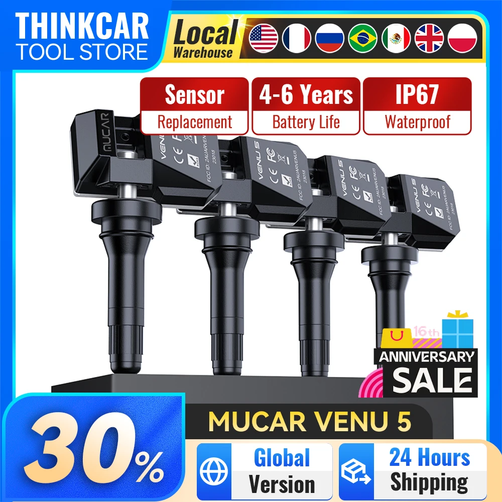 

4 шт. MUCAR VENU 5 433 МГц 315 МГц датчик TPMS инструменты для ремонта шин сканер монитор давления в шинах тестер программирование работает на Venu IPRO