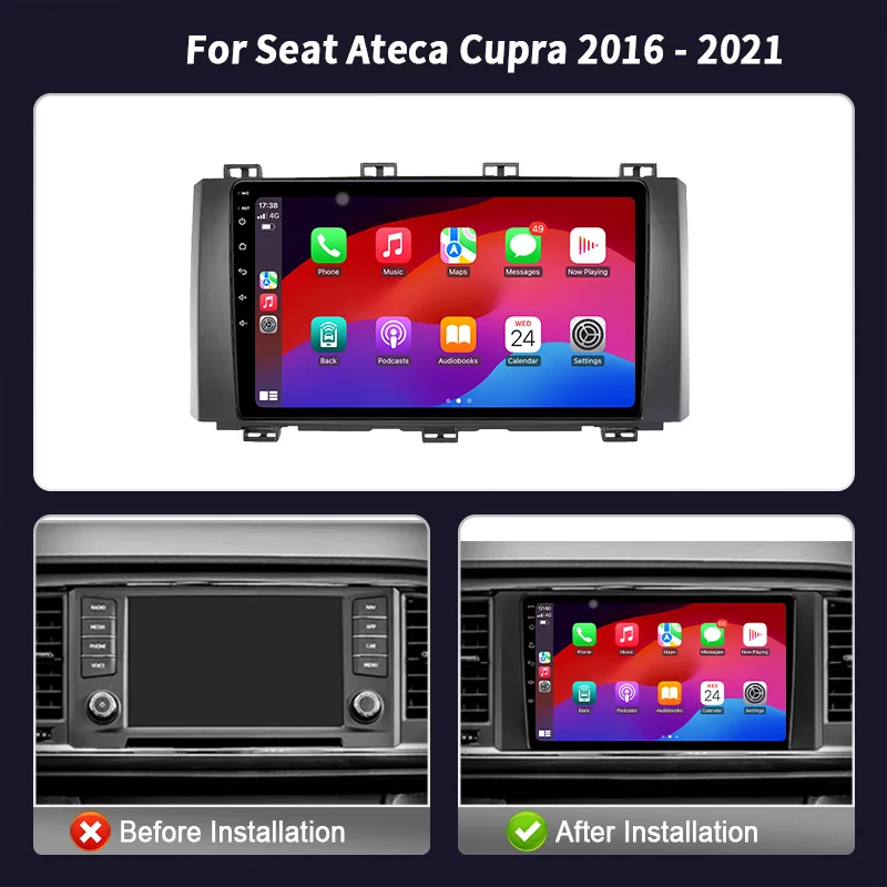 Wireless CarPlay Screen Stereo Android For Seat Ateca Cupra 2016-2021 4G WIFI Car Radio Multimedia Player Navigation 2DIN