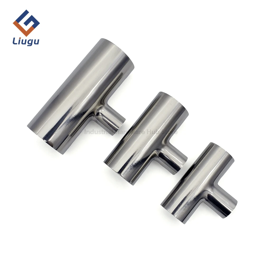 Reducer Tee T-Connector 304 Stainless Steel Sanitary Grade Butt Welding Pipe Fitting, 19-76mm OD for Food/Beer/Wine Brewing