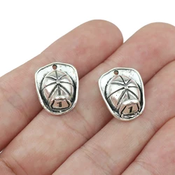 High Quality 20 Pieces/Lot 15mm*19mm Antique Silver Plated Fire Hat Charms Firefighter Charm For Jewelry Making