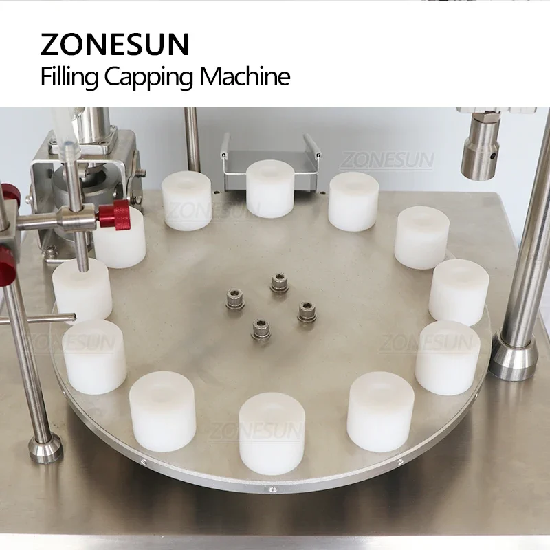 Zonesun ZS-AFC1CP desktop automático garrafa pequena dois-em-um bomba cerâmica máquina de enchimento e tampagem para produção pequena e rápida