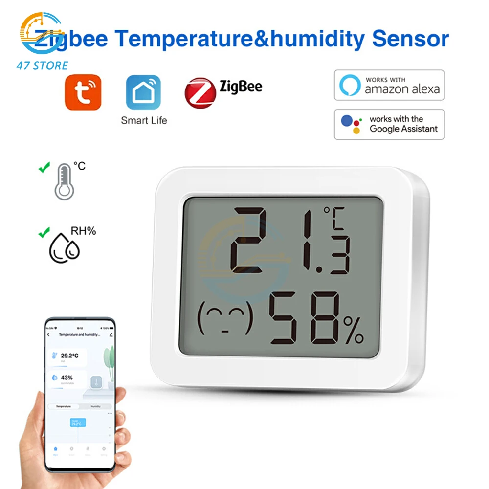 

Tuya Zigbee Temperature Humidity Sensor Mini LCD Digital Display Bluetooth-Compatible Thermometer Hygrometer -20 ℃~60 ℃/0%~99%RH