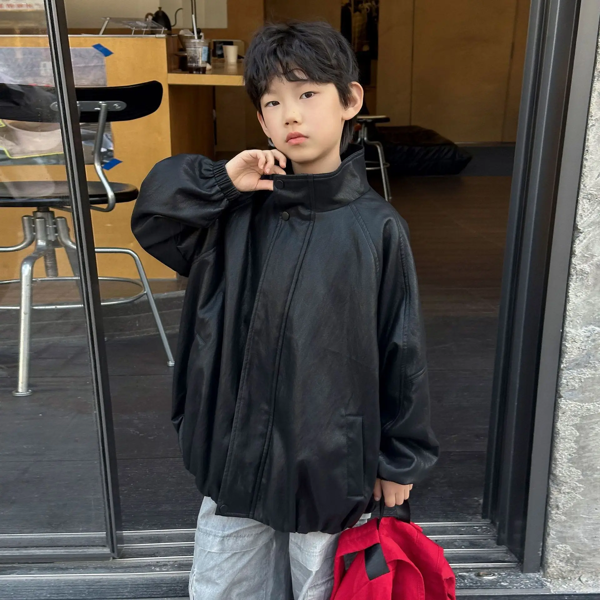 Children Clothes Kids Casual Leather Coat 2026 Spring and Autumn New Boys Tops Versatile Casual Trendy Fashionable Kids Coat