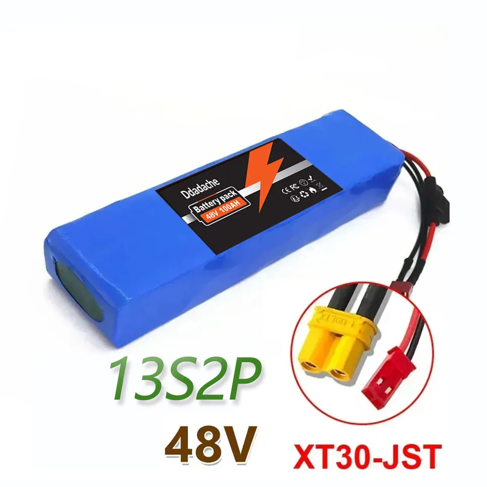 13S2P 48V 100Ah lithium-ionbatterij met 250W 350W 500W 750W 1000W BMS en een gratis 48V/54,6V-oplader