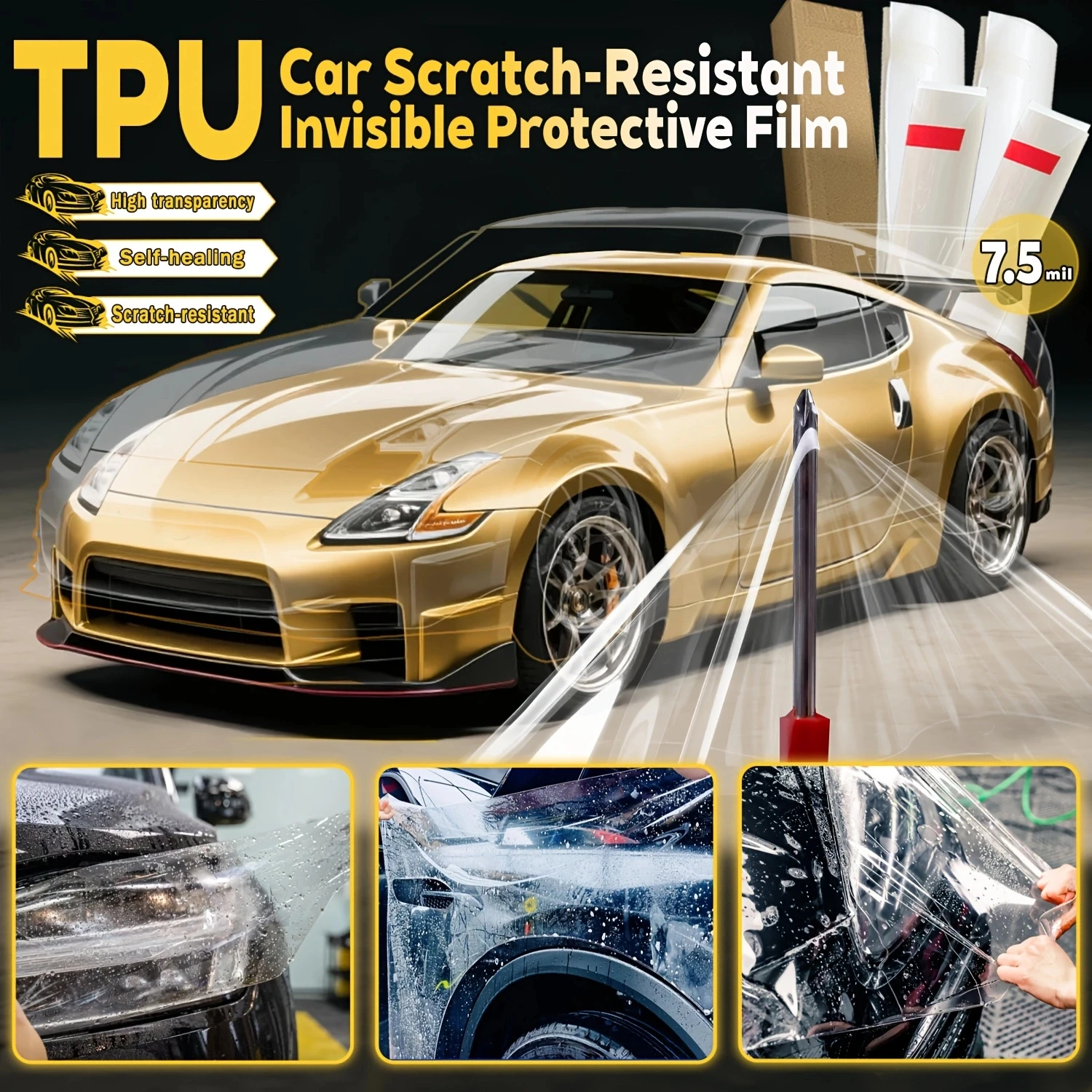

TPU Material Non Yellowing Car Body Wrap Vinyl Paint Protection Film PPF high gloss transparent Anti-scratch Self-healing