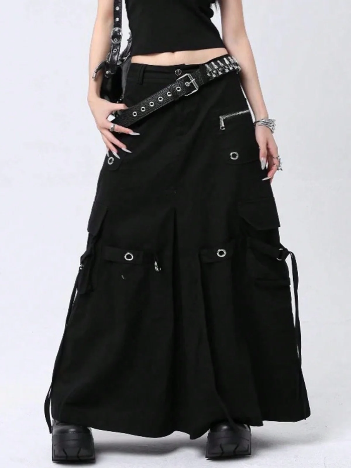 

Korean Sle Chic Bla Metal Bule Workwear Skirt Women's 2025 New Casual Hot Girl A-Line Long Skirt Summer