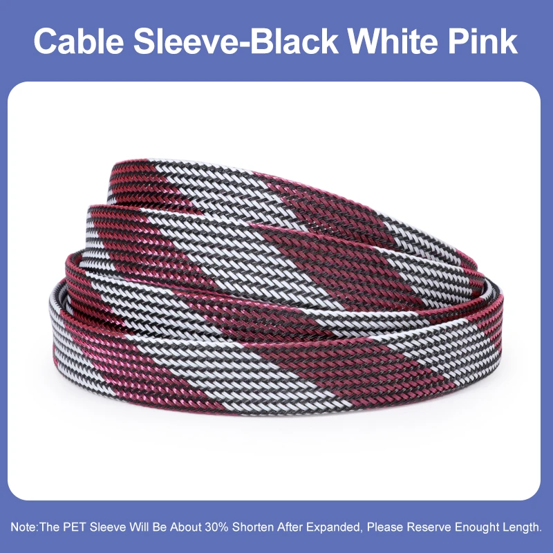 

Black White Pink PET Insulated Braided Sleeve 2mm~12mm Expandable High Density Wire Wrap Nylon Sheath Protection Cable Sleeving