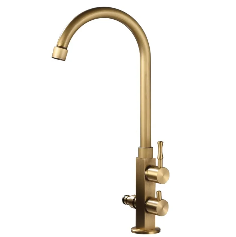 Brass European antique carved single cold faucet single hole cold water basin balcony laundry basin under the basin faucet